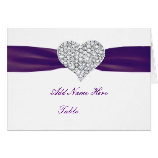 Carte Mariage Diamond Heart Dark Purple (Devant Horizontal)