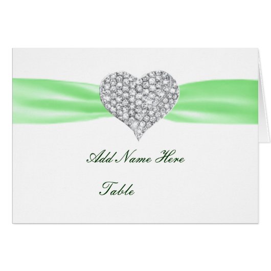 Carte Mariage Diamond Heart Green Table (Devant Horizontal)