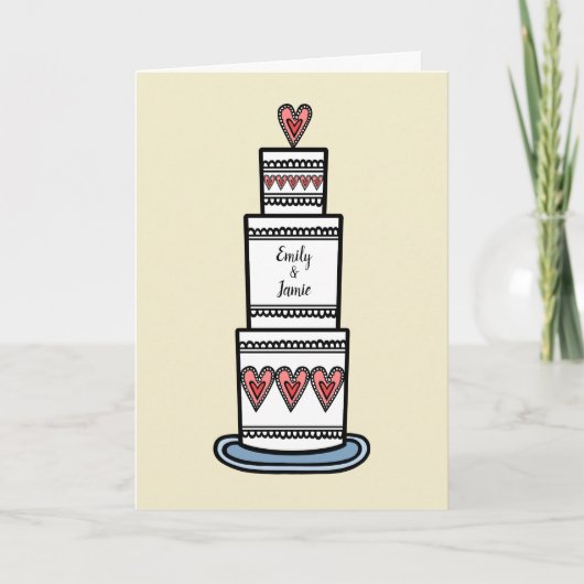 Carte Mariage d'illustration de gâteau de mariage (Devant)