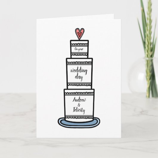 Carte Mariage d'illustration de gâteau Mariage personnal (Devant)
