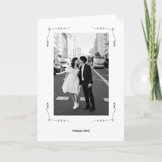 Carte Mariage d'illustrations de Doodle en noir et blanc (Devant)