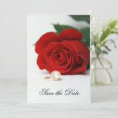 Carte mariage d'invitation, Rose rouge, Enregistre (Debout devant)