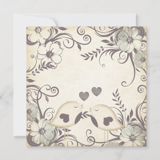 Carte Mariage d'Oiseaux Amoureux (Devant)