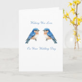 Carte Mariage d'Oiseaux Bleus (Fleur jaune)