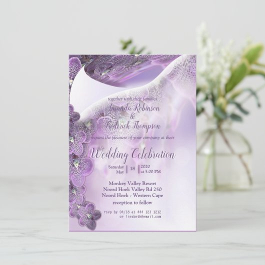 Carte Mariage d'orchidée violette (Debout devant)