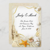 Carte Mariage du château de sable de plage (Devant / Derrière)