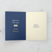 Carte Mariage du mari Anniversaire bleu or photo (Intérieur)