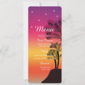 Carte Mariage du MENU Tropical Sunset Palm Tree Be (Devant)