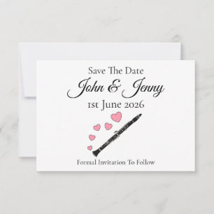 Carte Mariage du musicien Clarinet Enregistrer la date