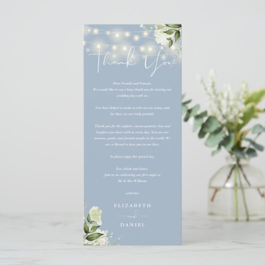 Carte Mariage Dusty Blue Greenery Merci (Debout devant)