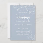 Carte Mariage Dusty Blue White Magnolias (Devant)