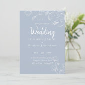 Carte Mariage Dusty Blue White Magnolias (Debout devant)