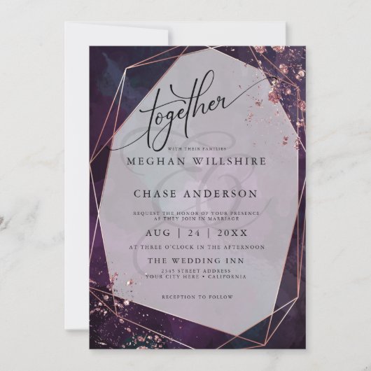 Carte MARIAGE | Dusty Plum Purple Jaspé (Devant)