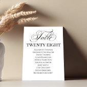 Carte Mariage Élégant Calligraphie Script Numéro de tabl