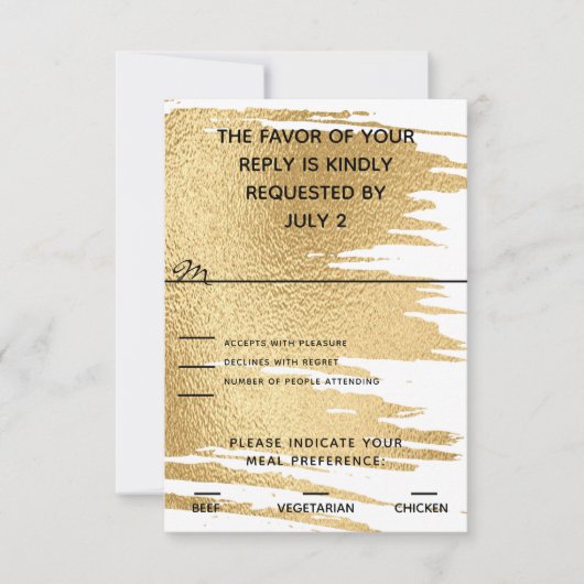 Carte mariage Elegant Gold et Black RSVP (Devant)