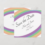 Carte Mariage élégant moderne arc-en-ciel Enregistrer la (Devant / Derrière)