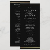 Carte Mariage élégant monogramme or (Devant / Derrière)