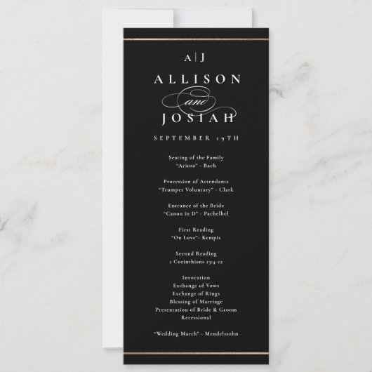 Carte Mariage élégant monogramme or (Devant)