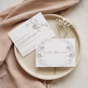 Carte Mariage Élégant Vintage Sépia Floral