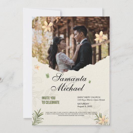 Carte mariage élégante avec photo (Devant)