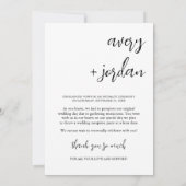 Carte Mariage Elopement Photo (Dos)