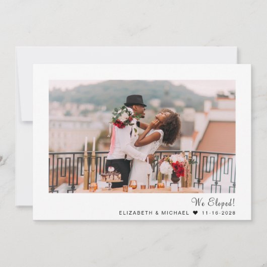 Carte Mariage Elopement photo moderne (Devant)
