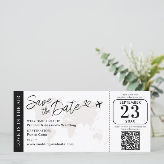 Carte Mariage Embarquement Pass Enregistrer La Date Avec (Debout devant)
