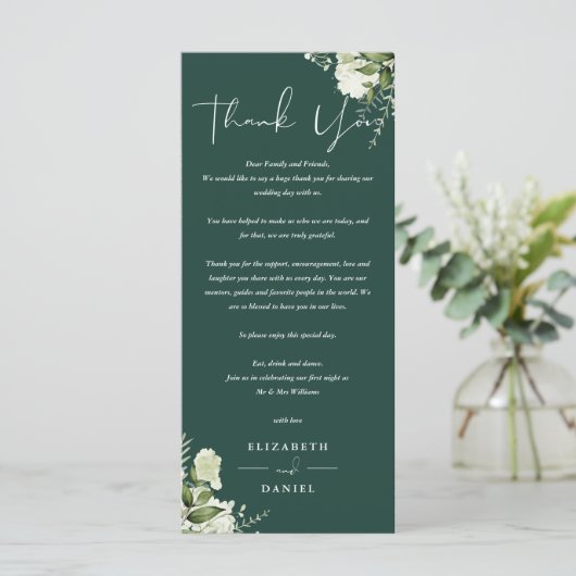 Carte Mariage Emerald Green Merci Place (Debout devant)