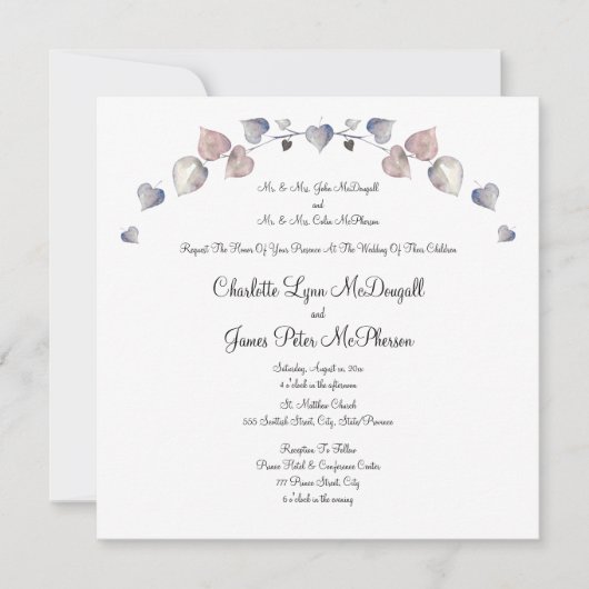 Carte Mariage en cuir écossais doux violet (Devant)