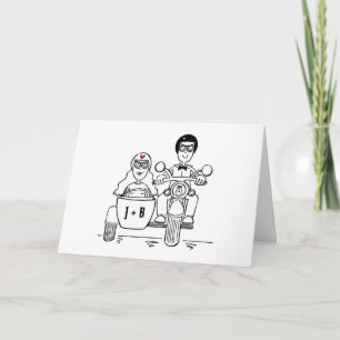 Carte Mariage en moto avec side-car
