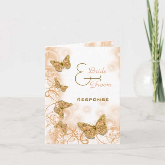 Carte Mariage en or corail fiançailles anniversaire (Devant)