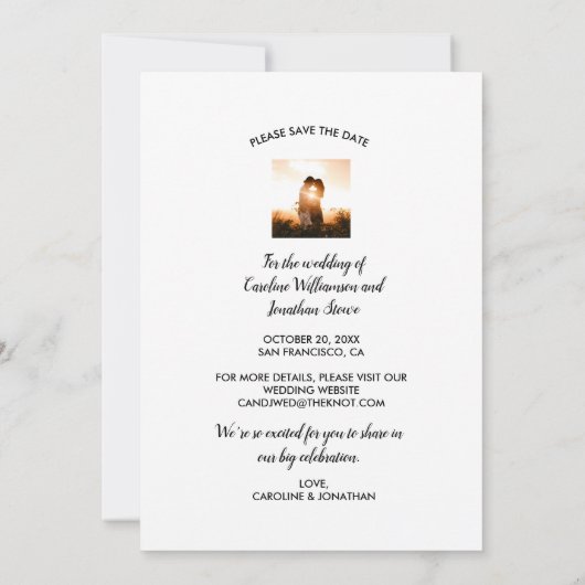 Carte Mariage Enregistrer la date 2 Photos Joli Script P (Dos)
