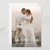 Carte Mariage Enregistrer la date 2 Photos Joli Script P (Devant / Derrière)