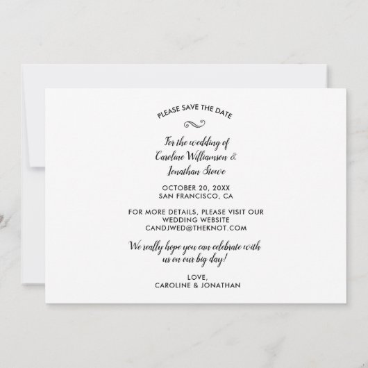 Carte Mariage Enregistrer la date Beaucoup de photos Col (Dos)