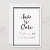 Carte Mariage Enregistrer La Date Cassis Script Simple M (Devant)