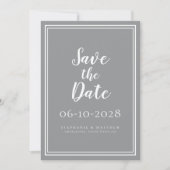 Carte Mariage Enregistrer La Date Grey Simple Script Mod (Devant)
