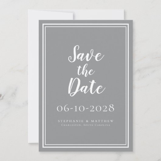 Carte Mariage Enregistrer La Date Grey Simple Script Mod (Devant)