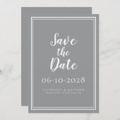Carte Mariage Enregistrer La Date Grey Simple Script Mod (Devant / Derrière)