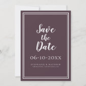 Carte Mariage Enregistrer La Date Purple Simple Script M (Devant)