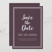 Carte Mariage Enregistrer La Date Purple Simple Script M (Devant / Derrière)
