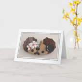 Carte mariage - Épouse et pièce de sport de hériss (Fleur jaune)