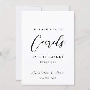 Carte mariage et panneau de panier