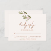 Carte Mariage Eucalyptus à l'orchidée rose verte rubis R (Devant / Derrière)