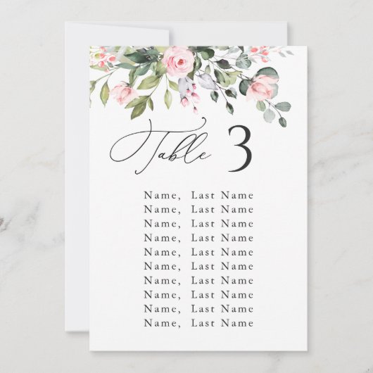 Carte Mariage Eucalyptus Rose Roses (Devant)