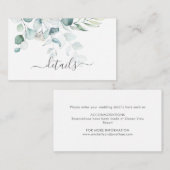 Carte Mariage Eucalyptus Vert Bleu (Devant / Derrière)