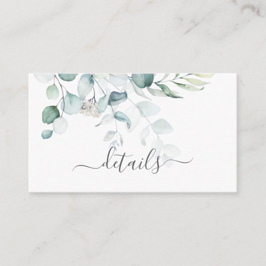 Carte Mariage Eucalyptus Vert Bleu (Devant)