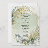 Carte Mariage Eucalyptus Vert Cadre Or (Devant)