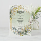 Carte Mariage Eucalyptus Vert Cadre Or (Debout devant)