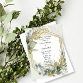 Carte Mariage Eucalyptus Vert Cadre Or
