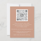 Carte Mariage Événement Mariée Code QR Rose Frontière or (Dos)